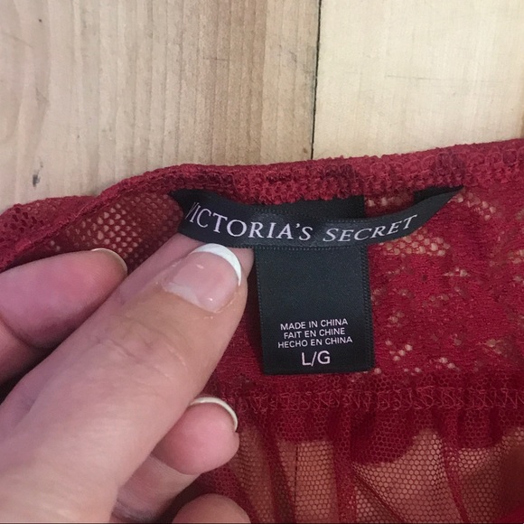 Red Victoria’s Secret Sheer Lace Halter Babydoll - Picture 6 of 17